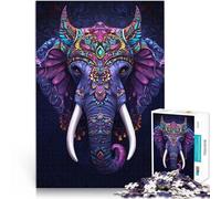 Rompecabezas para Adultos de 1000 Piezas Arte del Rey Elefante Juguetes para aliviar el estrés Regalos para Amigos y Familiares 52x38cm