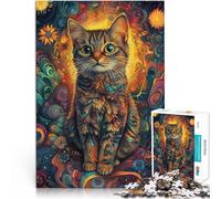 Rompecabezas para Adultos de 1000 Piezas Arte ESTÉTICO DE Gatos Entrena tu Cerebro y Tus Manos con póster a Juego y Hoja de Trivia 38x26cm