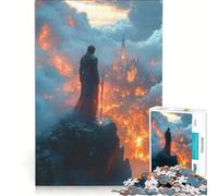 Rompecabezas para Adultos de 1000 Piezas, Arte fantástico de Burning Kingdom, Juegos relajantes, dificultad difícil, con póster y Hoja de Preguntas a Juego, 38x26cm