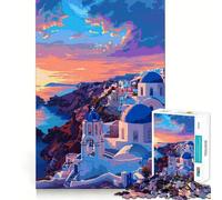 Rompecabezas para Adultos de 1000 Piezas,Arte Griego de Santorini,Estilo Retro, Jugar a la Habilidad Mental,diversión sin Preocupaciones,decoración navideña para la Pared (50x75cm)