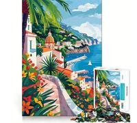 Rompecabezas para Adultos de 1000 Piezas,Arte Italiano Amalfi,diseño Elegante,práctico,Divertido,Regalo de cumpleaños (38x52cm)