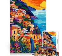 Rompecabezas para Adultos de 1000 Piezas,Arte Italiano,Costa de Amalfi,Juego de lógica y Habilidad,diversión Tranquila,decoración navideña para Pared 50x75cm