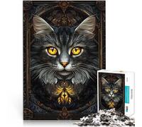 Rompecabezas para Adultos de 1000 Piezas Arte Kintsugi del Gato Negro Hecho de Madera para Mayores de 14 años decoración de Pared de Juegos cumpleaños y Navidad. tamaño：50x75cm