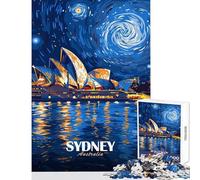 Rompecabezas para Adultos de 1000 Piezas Arte Nocturno de la Ópera de Sídney Juego Imposible desafío difícil Juguete Educativo Que fomenta el Amor Entre Parejas (50x75cm)