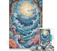 Rompecabezas para Adultos de 1000 Piezas Arte pixelado océano Luna fantasía Juguetes para armar interacción Entre Padres e Hijos cumpleaños y Navidad 38x52cm