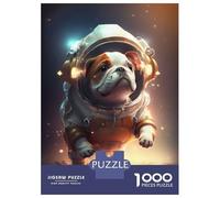 Rompecabezas para Adultos De 1000 Piezas Astronaut Space Bulldog Rompecabezas para Adultos Juego De Ingenio Aliviador del Estrés Actividades Divertidas En Casa 52x38cm/1000pcs