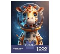 Rompecabezas para Adultos De 1000 Piezas Astronaut Space Giraffe Rompecabezas para Adultos Juego De Ingenio Aliviador del Estrés Actividades Divertidas En Casa 38x26cm/1000pcs