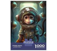 Rompecabezas para Adultos De 1000 Piezas Astronaut Space Monkey Ape Rompecabezas para Adultos Juego De Ingenio Aliviador del Estrés Actividades Divertidas En Casa 52x38cm/1000pcs