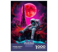 Rompecabezas para Adultos De 1000 Piezas Astronaut Under Red Moon Rompecabezas para Adultos Juegos De Relajación Regalo De Cumpleaños Regalos para Reducir El Estrés 38x26cm/1000pcs