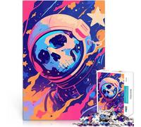 Rompecabezas para Adultos de 1000 Piezas Astronauta Calavera Arte Cósmico Minimalista Surrealista Diversión Familiar Regalo Divertido 38x26cm