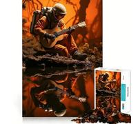 Rompecabezas para Adultos de 1000 Piezas Astronauta con Guitarra,Corte Suave,Arte,Entrenamiento Cerebral,Juguete Divertido para el Tiempo Libre,Regalo de cumpleaños (38x26cm)
