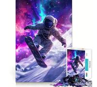 Rompecabezas para Adultos de 1000 Piezas Astronauta con Tabla de Surf,Arte de Corte preciso,Juego para ejercitar la Mente,Tiempo de Juego Relajante,Regalo de Arte navideño (50x75cm)