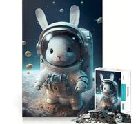 Rompecabezas para Adultos de 1000 Piezas Astronauta,Conejo Espacial,Corte Suave,Arte,Juguete para Entrenamiento Cerebral,Diversión para el Tiempo Libre,Juego de Cumpleaños,Regalo (50x75cm)