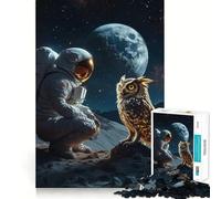 Rompecabezas para Adultos de 1000 Piezas Astronauta Conoce a Búho Cósmico Decoración de Ajuste Limpio Juguete Que desafía la Mente Tiempo de Juego Acogedor Regalo artístico de cumpleaños (38x26cm)