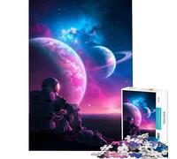 Rompecabezas para Adultos de 1000 Piezas Astronauta contemplando Planetas en el Espacio Juego práctico Que desafía la Inteligencia Cerebral Juguetes adictivos Regalos de cumpleaños para Mujeres