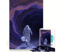 Rompecabezas para Adultos de 1000 Piezas Astronauta Corriendo a través de un Portal Espacial Arte de Corte preciso Juego para ejercitar la Mente y Relajarse (50x75cm)
