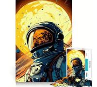Rompecabezas para Adultos de 1000 Piezas Astronauta en el Espacio con Fondo de Planeta Arte de Corte preciso Juego para ejercitar la Mente y Relajarse (38x52cm)
