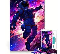 Rompecabezas para Adultos de 1000 Piezas Astronauta en el Espacio con Nebulosa Colorida,Bordes impecables,Juguete Divertido para ejercitar la Mente,Escena navideña acogedora y entretenida (38x26cm)