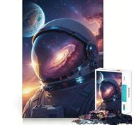 Rompecabezas para Adultos de 1000 Piezas Astronauta en el Espacio con Reflejo de Galaxia Arte de Corte preciso Juego para ejercitar la Mente y Relajarse (38x52cm)