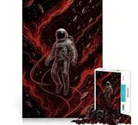 Rompecabezas para Adultos de 1000 Piezas Astronauta en el Espacio Rojo Juego de ingenio y diversión para Relajarse y Disfrutar en cumpleaños (38x26cm)
