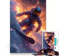 Rompecabezas para Adultos de 1000 Piezas Astronauta en el Espacio,Surfista,Ajuste, Arte,lógica,Habilidad,Juego Lento, Tranquilo (50x75cm)