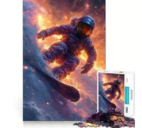 Rompecabezas para Adultos de 1000 Piezas Astronauta en el Espacio,Surfista,Arte de Corte preciso,Juego para ejercitar la Mente,Tiempo de Juego Relajante,Regalo de Arte navideño (38x52cm)