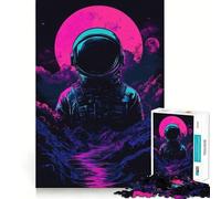 Rompecabezas para Adultos de 1000 Piezas Astronauta en el Espacio,Viajero Lunar,Neon Dreams,Arte de Corte Exacto,Actividad Cerebral,diversión,Juego Relajante,Arte navideño para el hogar (38x26cm)