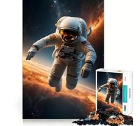 Rompecabezas para Adultos de 1000 Piezas Astronauta en Galaxia roja Arte de Corte preciso Juego para ejercitar la Mente y Relajarse (38x26cm)