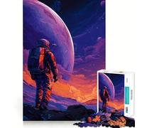 Rompecabezas para Adultos de 1000 Piezas Astronauta en Planeta alienígena Arte Digital Articulaciones afiladas Juguete Que desafía la Mente Momento de diversión y relajación Arte navideño