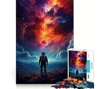 Rompecabezas para Adultos de 1000 Piezas Astronauta en tormenta de Nebulosa,Bordes impecables,Juguete Divertido para ejercitar la Mente,Escena navideña acogedora y Divertida (50x75cm)