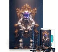 Rompecabezas para Adultos de 1000 Piezas Astronauta en Trono Dorado Arte de Corte preciso Juego para ejercitar la Mente y Relajarse (38x26cm)