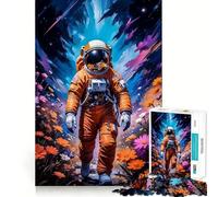 Rompecabezas para Adultos de 1000 Piezas Astronauta en un Campo de Flores,Bordes impecables,Juguete Divertido para ejercitar la Mente,Escena navideña acogedora y entretenida (38x52cm)