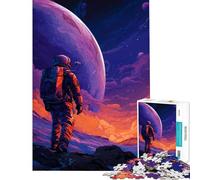 Rompecabezas para Adultos de 1000 Piezas Astronauta en un Planeta alienígena Arte Digital Desafío Educativo para la diversión Familiar Juegos Divertidos para Mayores de 14 años 50x75cm
