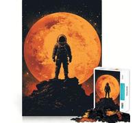 Rompecabezas para Adultos de 1000 Piezas Astronauta en un Planeta con Luna Juego de lógica de Ajuste preciso Juguete Divertido y fácil de Jugar (38x52cm)