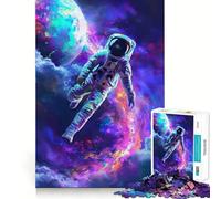 Rompecabezas para Adultos de 1000 Piezas Astronauta en una Colorida Nebulosa Espacial Juego de ingenio y diversión para Relajarse y Disfrutar en cumpleaños (38x26cm)