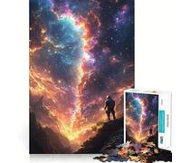 Rompecabezas para Adultos de 1000 Piezas Astronauta en una Galaxia,Nebulosa cósmica,Bordes impecables,Juguete Divertido para ejercitar la Mente,Escena navideña acogedora y entretenida (38x52cm)