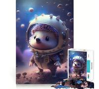 Rompecabezas para Adultos de 1000 Piezas Astronauta,Erizo Espacial,Juego de Ajuste, Juego de Habilidad Mental,Juego Libre,Escena navideña,Arte (38x52cm)