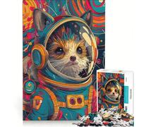 Rompecabezas para Adultos de 1000 Piezas: Astronauta, Erizo y Espacio Decoración de Pared, Juguetes, Actividades Divertidas para el hogar, para Fortalecer el Amor en Pareja 38x52cm