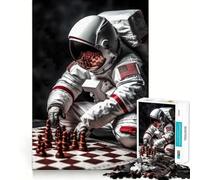 Rompecabezas para Adultos de 1000 Piezas Astronauta Estadounidense Jugando al ajedrez Diversión,Troquelado de Alta precisión,fácil de Aprender,para Disfrutar en Familia (50x75cm)