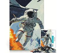 Rompecabezas para Adultos de 1000 Piezas Astronauta,Estilo Vintage,diseño único,Corte preciso,Ideal para ejercitar la Mente,Divertido y Relajante Juego navideño para el hogar (50x75cm)