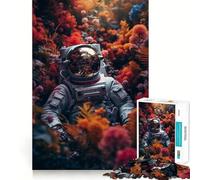Rompecabezas para Adultos de 1000 Piezas Astronauta,Flor,Bordes impecables,Juguete Divertido para ejercitar la Mente,Escena navideña acogedora y Divertida (50x75cm)
