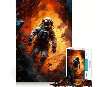Rompecabezas para Adultos de 1000 Piezas Astronauta Frente al Fuego,Bordes impecables,Juguete Divertido para ejercitar la Mente,Escena navideña acogedora y Divertida (38x26cm)