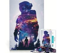 Rompecabezas para Adultos de 1000 Piezas Astronauta,Galaxia,Silueta,Corte preciso,Diversión,Lógica,Juego,Relájate,Tiempo de diversión,Regalo de cumpleaños para la Mente (50x75cm)