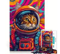 Rompecabezas para Adultos de 1000 Piezas Astronauta,Gato,Animal Espacial,Corte Premium,Juego Divertido,Tiempo Libre, (50x75cm)