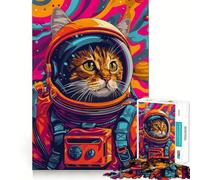 Rompecabezas para Adultos de 1000 Piezas Astronauta,Gato,Animal Espacial,decoración,desafío Mental,Juguete para un Momento de Juego Acogedor,Regalo de cumpleaños (38x52cm)