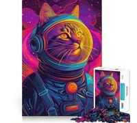 Rompecabezas para Adultos de 1000 Piezas Astronauta,Gato Espacial,Animales,Arte de Corte Exacto,Actividad Cerebral,diversión,Juego Relajante,Arte navideño para el hogar (38x52cm)