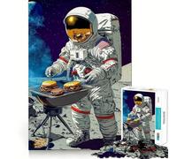Rompecabezas para Adultos de 1000 Piezas Astronauta Haciendo una Barbacoa en la Luna Diseño Limpio y Elegante Juguete Que desafía la Mente Ideal para Momentos de Ocio y como Regalo de cumpleaños
