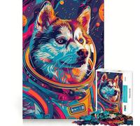 Rompecabezas para Adultos de 1000 Piezas Astronauta,Husky,Espacio,Ajuste, Arte,Juego Inteligente,Regalo,Juego Lento, Arte (50x75cm)