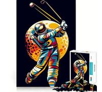 Rompecabezas para Adultos de 1000 Piezas Astronauta Jugando al Golf,diseño WPAP Smooth Cut Art,Juguete para Entrenar la Mente,Ideal para el Tiempo Libre,Regalo de cumpleaños (38x52cm)