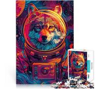 Rompecabezas para Adultos de 1000 Piezas “Astronauta Lobo Espacial” Madera,Apto para Mayores de 14 años. Entrena tu Cerebro y Tus Manos Ideas de Regalos。tamaño:50x75cm/19.68x29.52pulgada